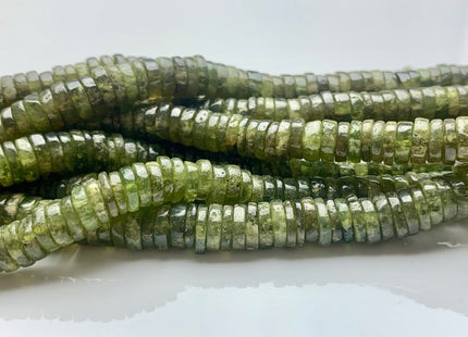 4mm 5mm 6mm 7mm 8mm 100% All Natural Smooth Heishi Green Garnet Gemstone Beads Genuine Natural Green Color Garnet Beads 8 Inch Strands #3713