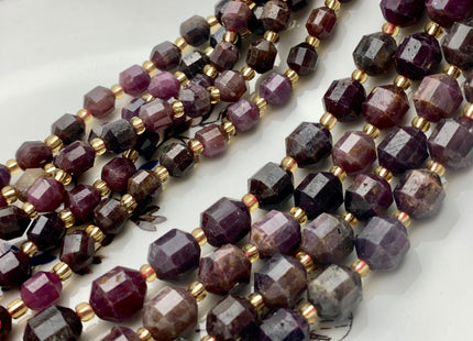 5x6mm 7x8mm Half Strand Faceted Energy Prism Cut Ruby Gemstone Genuine Double Terminated Points Natural Red Pink Ruby Beads #3608