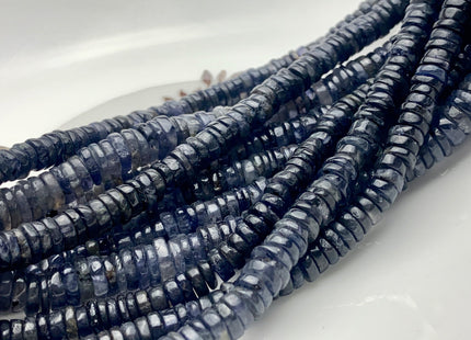 4mm 5mm 6mm 7mm 8mm 9mm 100% All Natural Iolite Heishi Rondelle Shape Genuine Natural Dark Blue Color Iolite Gemstones 8 Inches Strand #3718