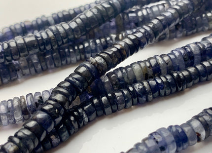 4mm 5mm 6mm 7mm 8mm 9mm 100% All Natural Iolite Heishi Rondelle Shape Genuine Natural Dark Blue Color Iolite Gemstones 8 Inches Strand #3718