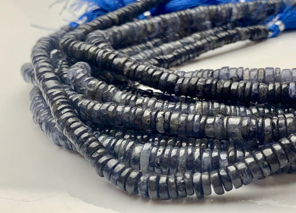 4mm 5mm 6mm 7mm 8mm 9mm 100% All Natural Iolite Heishi Rondelle Shape Genuine Natural Dark Blue Color Iolite Gemstones 8 Inches Strand #3718