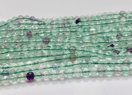 4mm AAA Micro Faceted Round Translucent Multi Color Fluorite Beads Genuine Teal Blue Green Purple Fluorite Gemstone 15.5 Inches Strand #3611