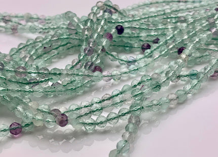 4mm AAA Micro Faceted Round Translucent Multi Color Fluorite Beads Genuine Teal Blue Green Purple Fluorite Gemstone 15.5 Inches Strand #3611