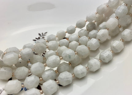 11x12mm AAA Half Strand Faceted Energy Prism Cut White Moonstone Gemstone Genuine Double Terminated Points Natural White Moonstone #3605