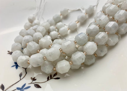 11x12mm AAA Half Strand Faceted Energy Prism Cut White Moonstone Gemstone Genuine Double Terminated Points Natural White Moonstone #3605