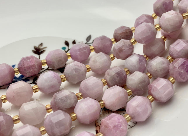 9x10mm 10x11mm AAA Half Strand Faceted Energy Prism Cut Kunzite Gemstone Genuine Double Terminated Points Natural Lavender Purple Bead #3604
