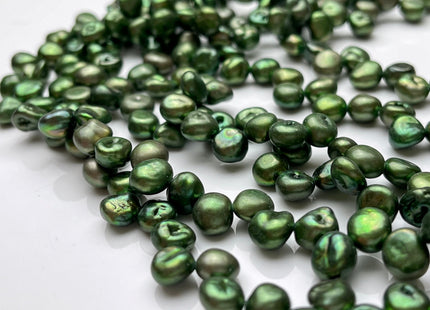 7-8 mm Olive Green Color Keshi Nugget Freshwater Pearl Beads Top Drilled Rare Keshi Nugget Pearl #P1560