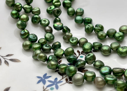 7-8 mm Olive Green Color Keshi Nugget Freshwater Pearl Beads Top Drilled Rare Keshi Nugget Pearl #P1560