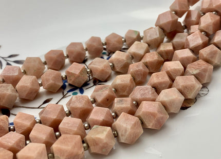 7mm 8mm 9mm Half Strand Faceted Tumble Prism Cut Rhodocrosite Gemstone Genuine Natural Peach Pink Rhodocrosite Beads 8 inches Strand #3717