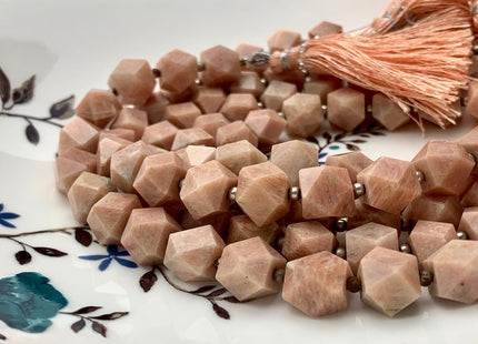 7mm 8mm 9mm Half Strand Faceted Tumble Prism Cut Rhodocrosite Gemstone Genuine Natural Peach Pink Rhodocrosite Beads 8 inches Strand #3717