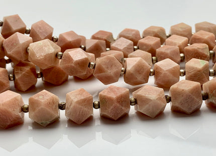 7mm 8mm 9mm Half Strand Faceted Tumble Prism Cut Rhodocrosite Gemstone Genuine Natural Peach Pink Rhodocrosite Beads 8 inches Strand #3717