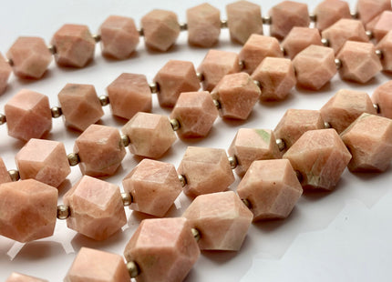 7mm 8mm 9mm Half Strand Faceted Tumble Prism Cut Rhodocrosite Gemstone Genuine Natural Peach Pink Rhodocrosite Beads 8 inches Strand #3717