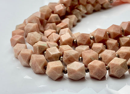 7mm 8mm 9mm Half Strand Faceted Tumble Prism Cut Rhodocrosite Gemstone Genuine Natural Peach Pink Rhodocrosite Beads 8 inches Strand #3717