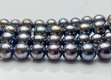 8.5-10 mm AAA Extra Shiny Large Hole Half Strand Dark Peacock Edison Freshwater Pearls Hole Size 2.1mm Genuine Edison Pearl 23 Pieces #P1571
