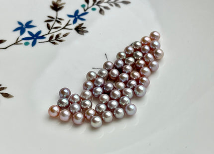 Two Pieces AAA 4.5-5mm High Luster Undrilled/Half Drilled/Through Drilled Tiny Freshwater Pearls Genuine Natural Mauve Pink Pearl #P1514