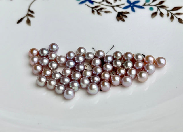 Two Pieces AAA 4.5-5mm High Luster Undrilled/Half Drilled/Through Drilled Tiny Freshwater Pearls Genuine Natural Mauve Pink Pearl #P1514