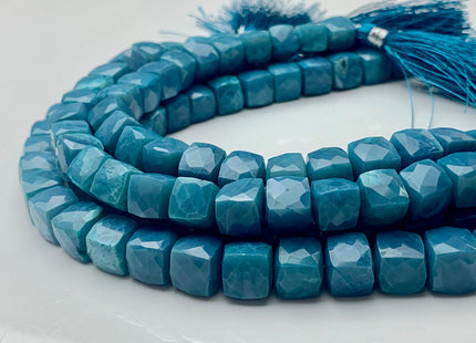 7mm 8mm 9mm Half Strand Faceted Cube Dice Shape Neon Blue Opal Beads Genuine Quality Diamond Cut Natural Color Gemstone Beads #3724