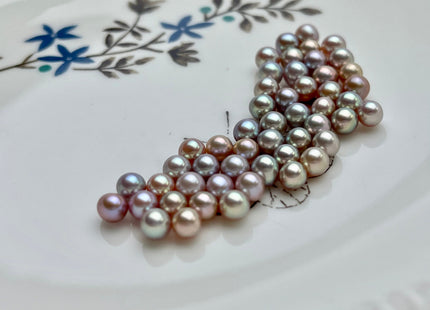 Two Pieces AAA 4-4.5mm High Luster Undrilled/Half Drilled/Through Drilled Tiny Freshwater Pearls Genuine Natural Mauve pink Pearl #P1513