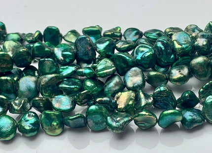 8-9 mm Green Color Keshi Nugget Freshwater Pearl Beads Center Drilled Very Rare High Luster Keshi Nugget Pearl #P1562