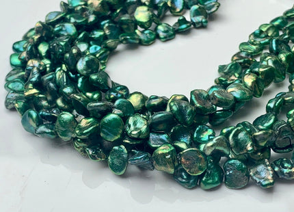 8-9 mm Green Color Keshi Nugget Freshwater Pearl Beads Center Drilled Very Rare High Luster Keshi Nugget Pearl #P1562