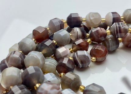 9x10mm 11x12mm AAA Half Strand Faceted Energy Prism Cut Botswana Agate Genuine Double Terminated Points Natural White Gray Agate Beads #3603