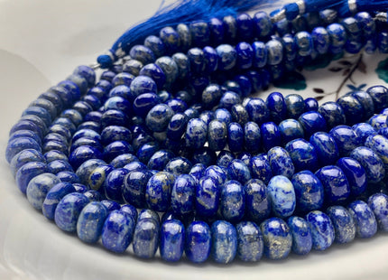 7mm 8mm 10mm 12mm AAA 100% All Natural Smooth Rondelle Lapis Lazuli Gemstone Beads Natural Blue Quality Lapis Beads 8 Inches #3728