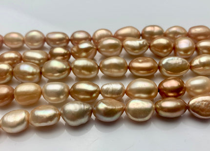 8-8.5 x 11 mm AAA Light Champagne Rice Nugget Freshwater Pearl Beads Genuine Freshwater Pearl Nuggets High Luster Champagne Pearl #1171