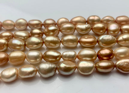 8-8.5 x 11 mm AAA Light Champagne Rice Nugget Freshwater Pearl Beads Genuine Freshwater Pearl Nuggets High Luster Champagne Pearl #1171