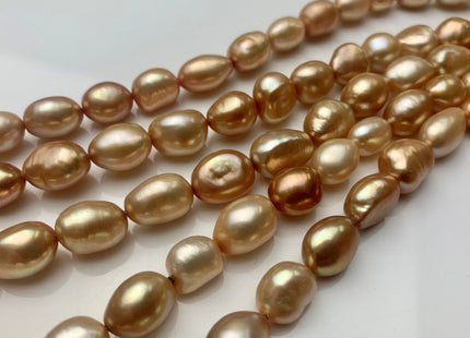 8-8.5 x 11 mm AAA Light Champagne Rice Nugget Freshwater Pearl Beads Genuine Freshwater Pearl Nuggets High Luster Champagne Pearl #1171