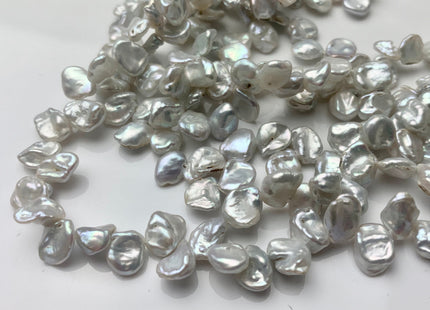 6x8 mm Natural Silver White Keshi Freshwater Pearl Beads Top Drilled Genuine Natural White Dancing Keshi Pearls #P1450