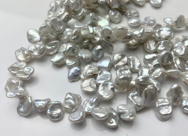 6x8 mm Natural Silver White Keshi Freshwater Pearl Beads Top Drilled Genuine Natural White Dancing Keshi Pearls #P1450