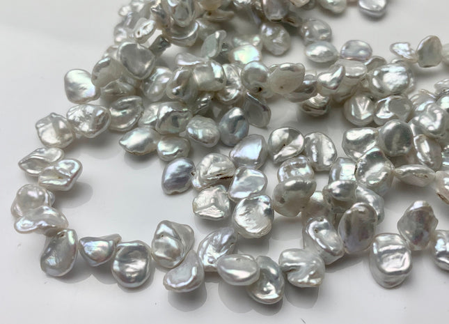 6x8 mm Natural Silver White Keshi Freshwater Pearl Beads Top Drilled Genuine Natural White Dancing Keshi Pearls #P1450