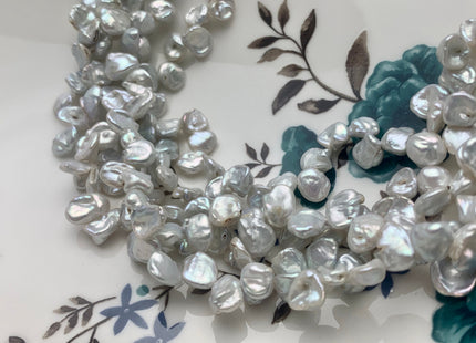 6x8 mm Natural Silver White Keshi Freshwater Pearl Beads Top Drilled Genuine Natural White Dancing Keshi Pearls #P1450