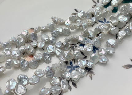 6x8 mm Natural Silver White Keshi Freshwater Pearl Beads Top Drilled Genuine Natural White Dancing Keshi Pearls #P1450