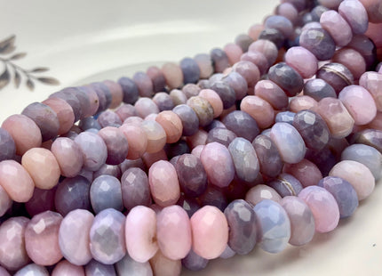 8mm 9mm 10mm 100% All Natural Faceted Rondelle Lavender Opal Gemstone Beads Genuine Lavender Pink Purple Opal Beads 8 Inches Strand #3735