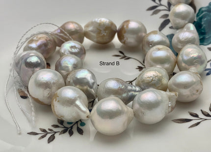 14-16x16-22 mm Natural White Jumbo Size Freshwater Baroque Pearl Beads Genuine Natural White Large Baroque Pearl 21-22 Pieces #P1452