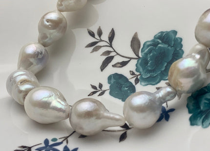 14-16x16-22 mm Natural White Jumbo Size Freshwater Baroque Pearl Beads Genuine Natural White Large Baroque Pearl 21-22 Pieces #P1452