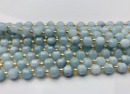 5x6mm 7x8mm AAA Faceted Energy Prism Cut Aquamarine Gemstone Genuine Double Terminated Points Natural Blue Beads 15.5 Inches #3627
