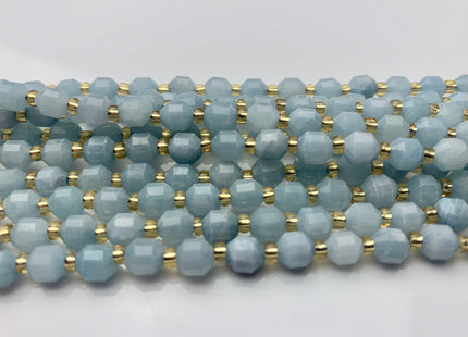 5x6mm 7x8mm AAA Faceted Energy Prism Cut Aquamarine Gemstone Genuine Double Terminated Points Natural Blue Beads 15.5 Inches #3627