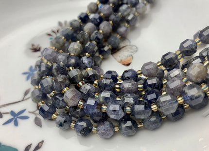 7x8mm Half Strand Faceted Energy Prism Cut Iolite Gemstone Genuine Double Terminated Points Natural Gray Blue Color Lolite 20 Pieces #3635