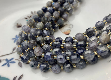 7x8mm Half Strand Faceted Energy Prism Cut Iolite Gemstone Genuine Double Terminated Points Natural Gray Blue Color Lolite 20 Pieces #3635