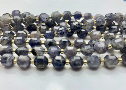 7x8mm Half Strand Faceted Energy Prism Cut Iolite Gemstone Genuine Double Terminated Points Natural Gray Blue Color Lolite 20 Pieces #3635
