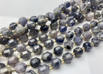 7x8mm Half Strand Faceted Energy Prism Cut Iolite Gemstone Genuine Double Terminated Points Natural Gray Blue Color Lolite 20 Pieces #3635