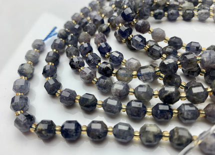 7x8mm Half Strand Faceted Energy Prism Cut Iolite Gemstone Genuine Double Terminated Points Natural Gray Blue Color Lolite 20 Pieces #3635