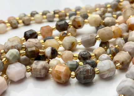 5x6mm 7x8mm Faceted Energy Prism Cut Bamboo Agate Gemstone Genuine Double Terminated Points Natural Creamy Yellow Agate 15.5 Inches #3631