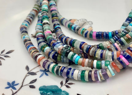 6mm 7mm 8mm 9mm AAA Natural Mixed Amethyst Lapis Chalcedony Emerald Green Garnet Black Tourmaline Moonstone Opal Heishi Beads 8 Inches #3754