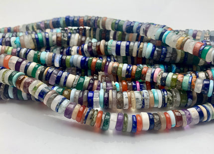 6mm 7mm 8mm 9mm AAA Natural Mixed Amethyst Lapis Chalcedony Emerald Green Garnet Black Tourmaline Moonstone Opal Heishi Beads 8 Inches #3754