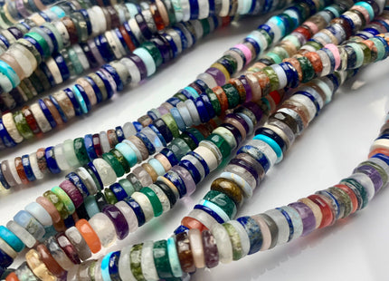 6mm 7mm 8mm 9mm AAA Natural Mixed Amethyst Lapis Chalcedony Emerald Green Garnet Black Tourmaline Moonstone Opal Heishi Beads 8 Inches #3754