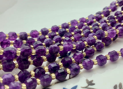 5x6mm Faceted Energy Prism Cut Amethyst Gemstone Genuine Double Terminated Points Natural Purple Amethyst Beads 15.5 Inches 48 Pieces #3645