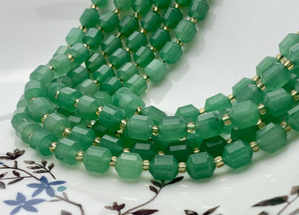 5x6mm 7x8mm Faceted Energy Prism Cut Green Aventurine Gemstone Beads Double Point Beads 15.5 Inches #3648